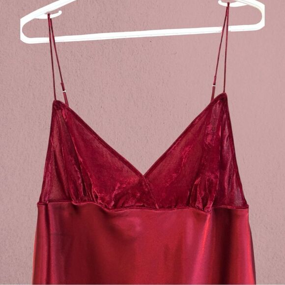 Vintage Silk & Satin burgundy satin and velvet slip dress - Picture 6 of 10